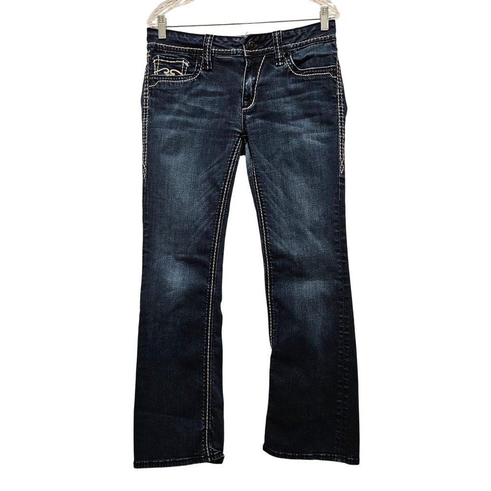 Rock Revival Jeans Women 32 Eugenia Bootcut Contrast Stitch Bling Indie Sleaze